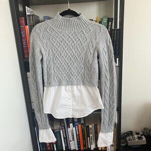 Anthropologie Maeve cable-knit mock neck layered sweater